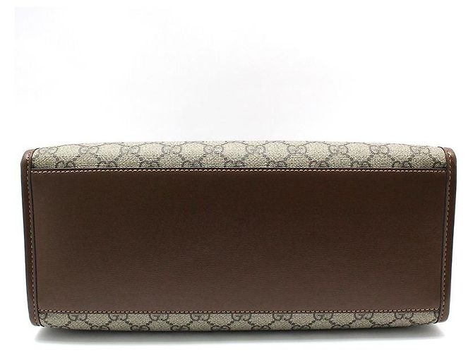 Gucci Piccola borsa a tracolla tote GG Supreme in pelle marrone - vista 5