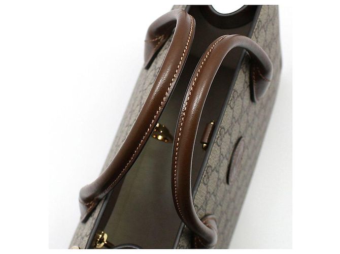 Gucci Piccola borsa a tracolla tote GG Supreme in pelle marrone - vista 7