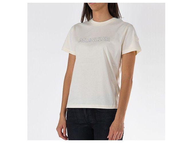 Moncler T-Shirt mit besticktem Logo Elfenbein Weiß - Ansicht 4