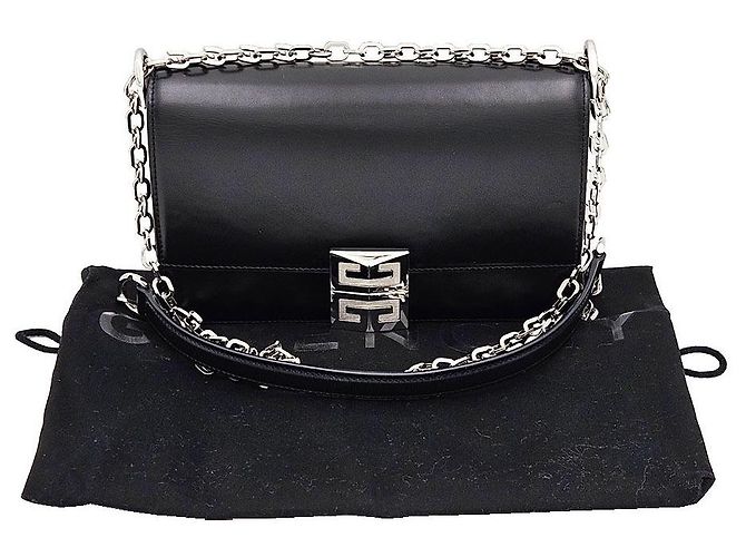 Givenchy Piccola borsa a tracolla in pelle nera con scatola e catena Nero - vista 3