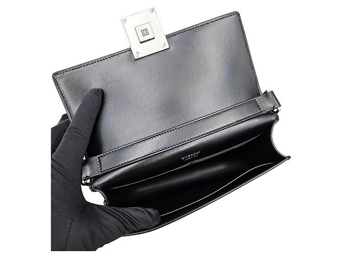 Givenchy Piccola borsa a tracolla in pelle nera con scatola e catena Nero - vista 8