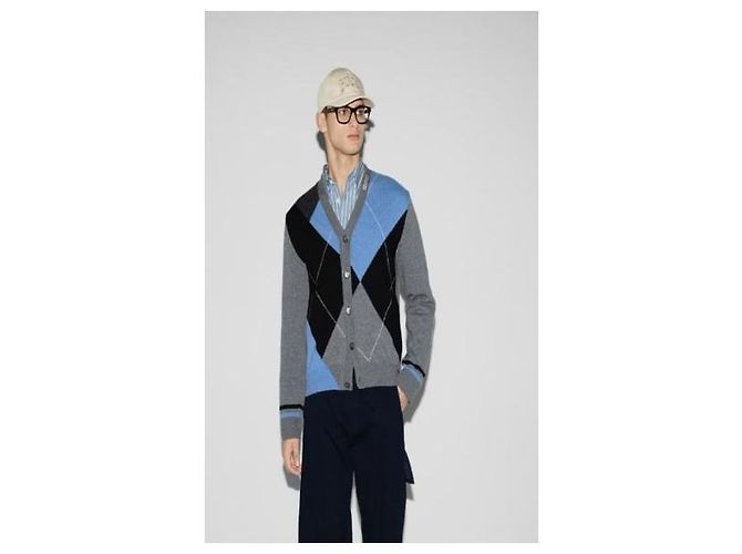 Gucci Argyle-Muster Strickjacke aus Wolle und Kaschmir XXL Mehrfarben - Ansicht 10