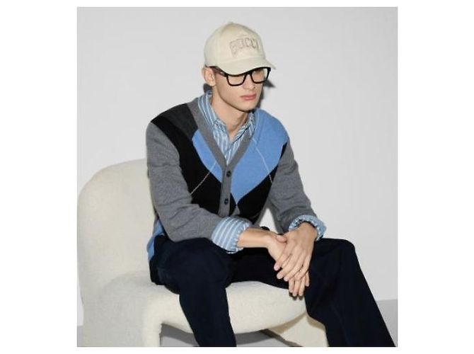 Gucci Argyle-Muster Strickjacke aus Wolle und Kaschmir XXL Mehrfarben - Ansicht 12