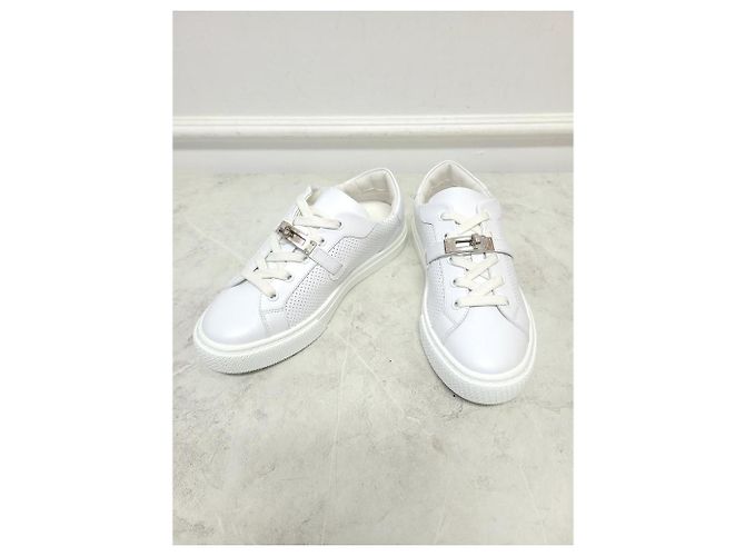 Hermès Sneakers White Silver Day Kelly Bianco - vista 2