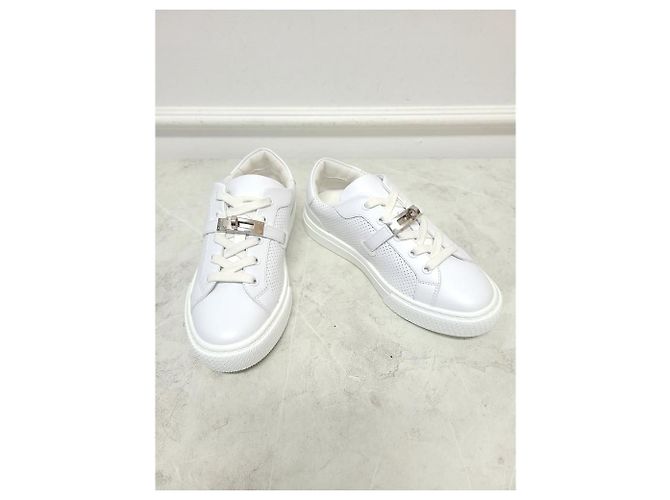 Hermès Sneakers White Silver Day Kelly Bianco - vista 3