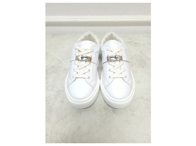 Hermès Sneakers White Silver Day Kelly Bianco - vista 5