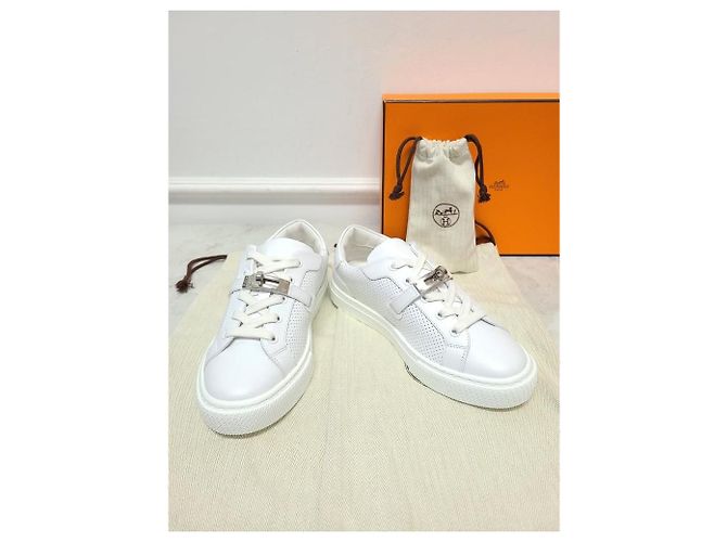 Hermès Sneakers White Silver Day Kelly Bianco - vista 7
