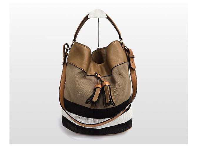 Burberry Ashby Medium Canvas Check Hobo Bag Braun - Ansicht 2