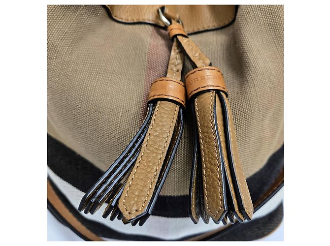 Burberry Ashby Medium Canvas Check Hobo Bag Braun - Ansicht 6