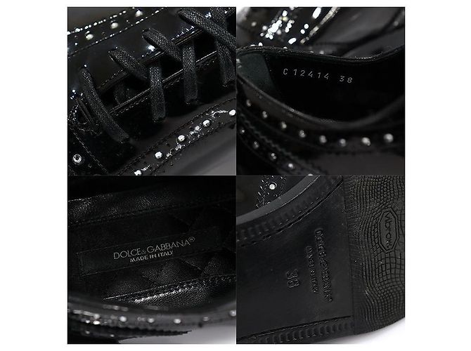 Dolce & Gabbana Scarpe stringate BUDAPESTER in vernice nera e cristalli da donna Nero - vista 7