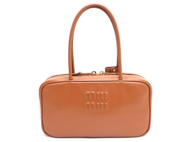Miu Miu Bolso Tote de Asa Superior de Cuero y Bolso de Hombro Tamaño Mediano Castaño - vista 10