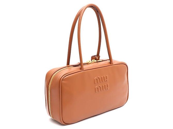 Miu Miu Bolso Tote de Asa Superior de Cuero y Bolso de Hombro Tamaño Mediano Castaño - vista 11