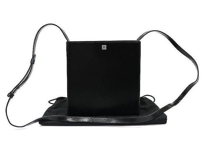 Givenchy Borsa a tracolla quadrata UNIFORM con logo in pelle di vitello nera lucida Nero - vista 2