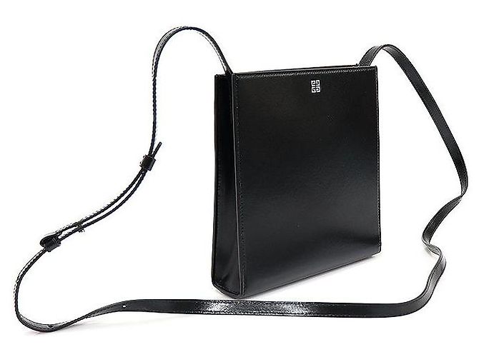 Givenchy Borsa a tracolla quadrata UNIFORM con logo in pelle di vitello nera lucida Nero - vista 3