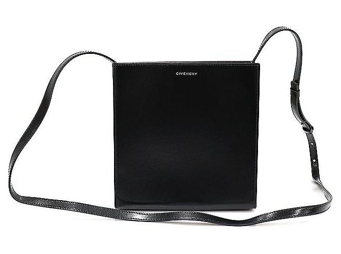 Givenchy Borsa a tracolla quadrata UNIFORM con logo in pelle di vitello nera lucida Nero - vista 4