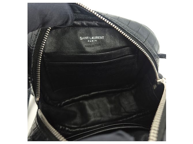 Saint Laurent Mini borsa a tracolla in pelle monogramma nera Nero - vista 10