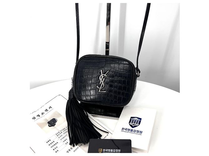 Saint Laurent Mini borsa a tracolla in pelle monogramma nera Nero - vista 3