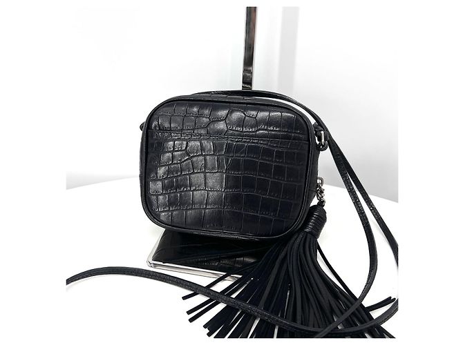 Saint Laurent Mini borsa a tracolla in pelle monogramma nera Nero - vista 4