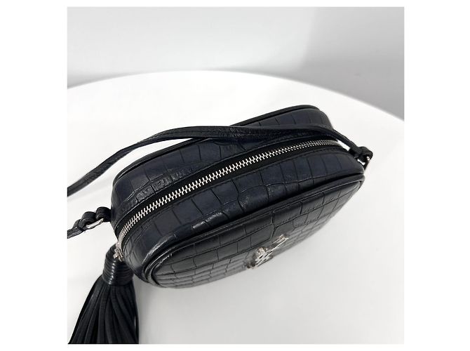 Saint Laurent Mini borsa a tracolla in pelle monogramma nera Nero - vista 7
