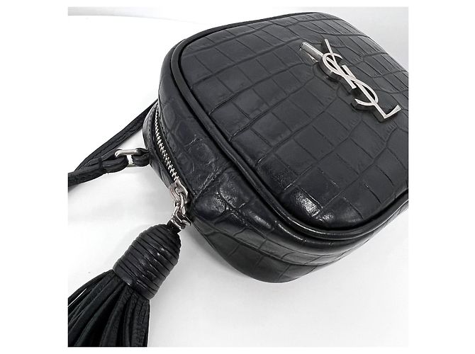 Saint Laurent Mini borsa a tracolla in pelle monogramma nera Nero - vista 8