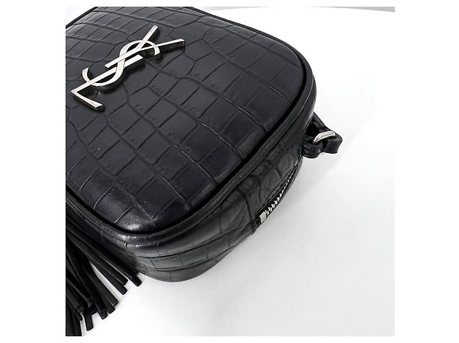 Saint Laurent Mini borsa a tracolla in pelle monogramma nera Nero - vista 9