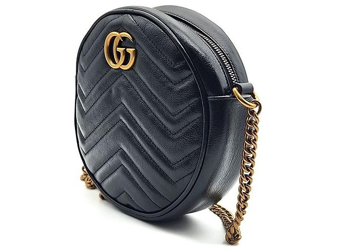 Gucci Borsa a tracolla mini rotonda Marmont Nero - vista 2