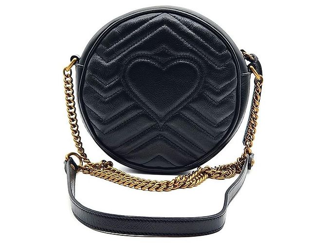Gucci Borsa a tracolla mini rotonda Marmont Nero - vista 3