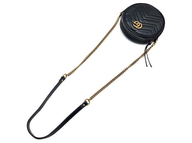 Gucci Borsa a tracolla mini rotonda Marmont Nero - vista 4