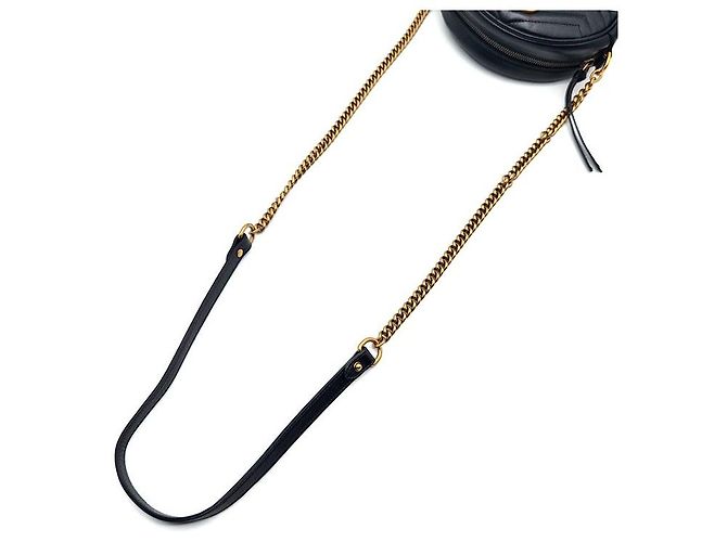 Gucci Borsa a tracolla mini rotonda Marmont Nero - vista 5