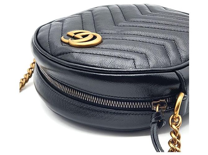 Gucci Borsa a tracolla mini rotonda Marmont Nero - vista 6