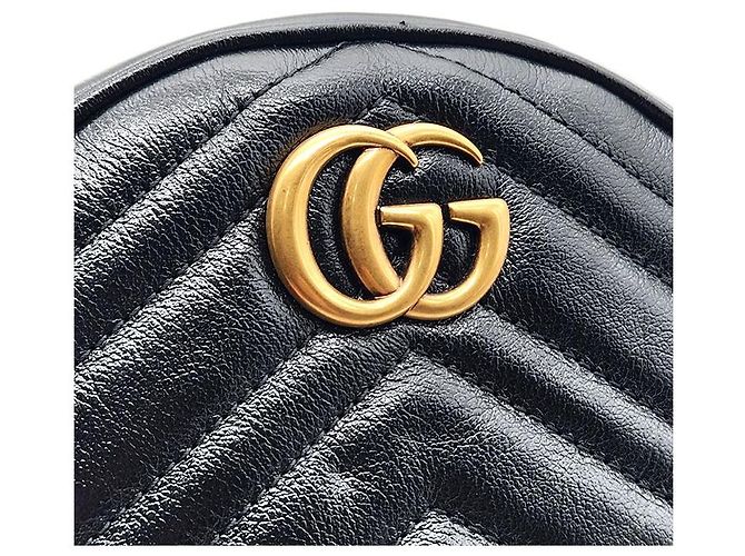 Gucci Borsa a tracolla mini rotonda Marmont Nero - vista 8
