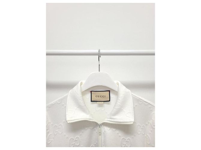 Gucci Abito balloon con mezza zip in jacquard GG bianco - vista 2