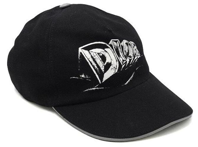 Dior Boné de beisebol unisex de algodão preto com logótipo assinatura - vista 2