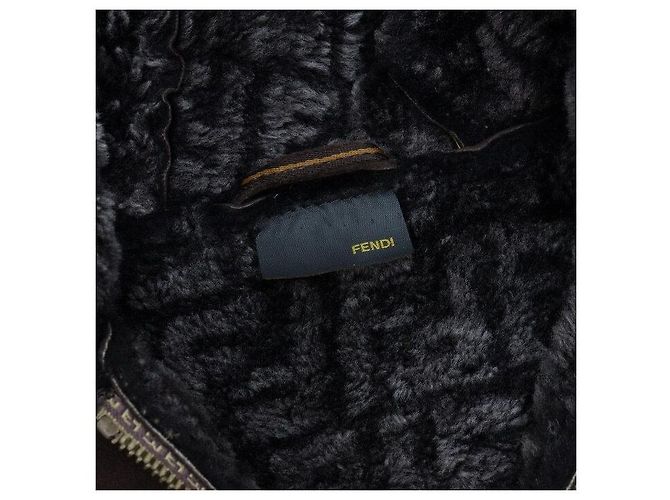 Fendi Giacca con cappuccio e zip in scamosciato e pelliccia di agnello Junior - vista 5