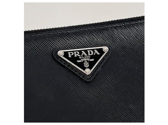 Prada Clutch Saffiano Triangle Logo Nero - vista 6