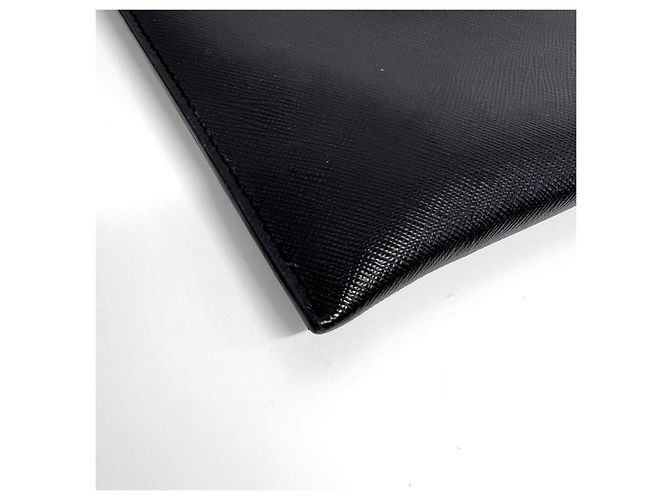Prada Clutch Saffiano Triangle Logo Nero - vista 7