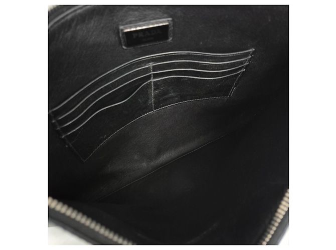 Prada Clutch Saffiano Triangle Logo Nero - vista 9