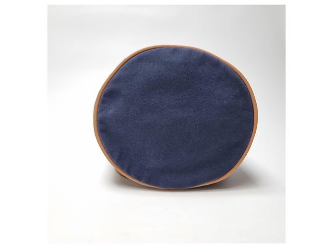 Hermès Canvas Polochon Beuteltasche mit Kordelzug Blau - Ansicht 13