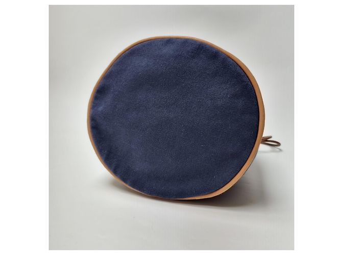Hermès Canvas Polochon Beuteltasche mit Kordelzug Blau - Ansicht 14
