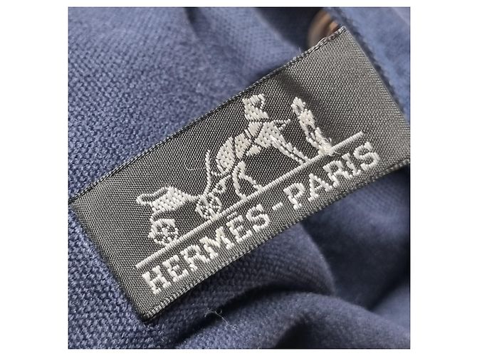 Hermès Canvas Polochon Beuteltasche mit Kordelzug Blau - Ansicht 17