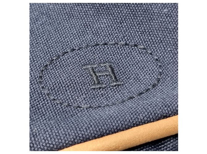 Hermès Canvas Polochon Beuteltasche mit Kordelzug Blau - Ansicht 19