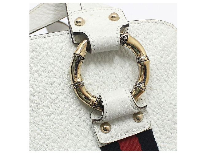 Gucci White Leather Bamboo Detail Tote Bag - view 11