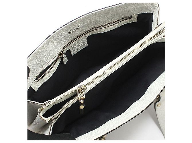 Gucci White Leather Bamboo Detail Tote Bag - view 13