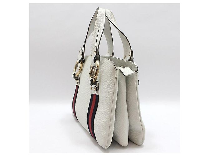 Gucci White Leather Bamboo Detail Tote Bag - view 2
