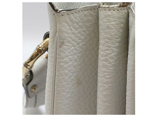 Gucci White Leather Bamboo Detail Tote Bag - view 8