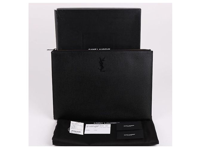 Saint Laurent Grande clutch preta com logo Preto - vista 13