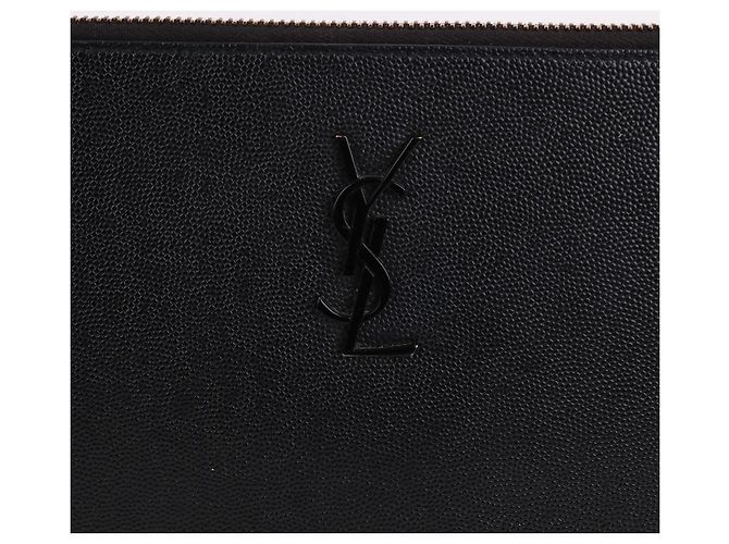 Saint Laurent Grande clutch preta com logo Preto - vista 2