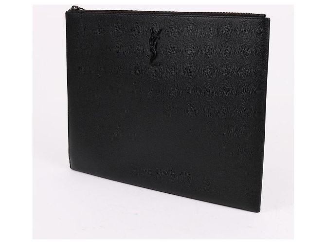 Saint Laurent Grande clutch preta com logo Preto - vista 3
