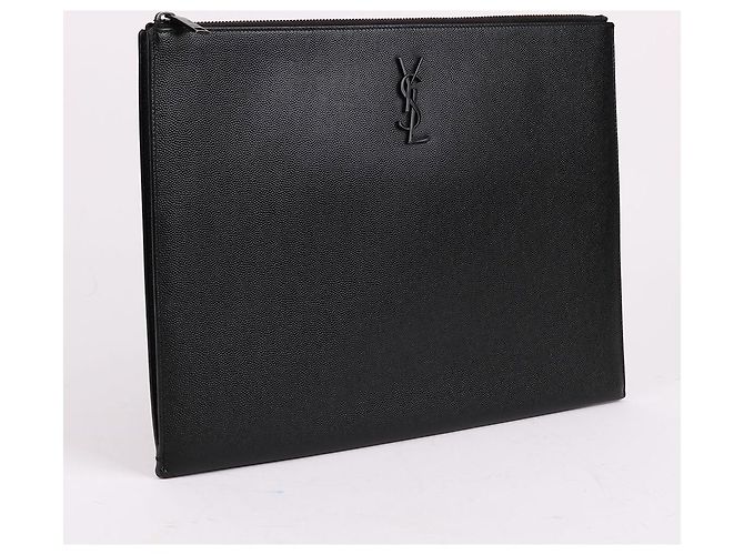 Saint Laurent Grande clutch preta com logo Preto - vista 4