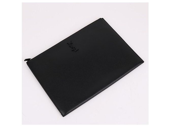 Saint Laurent Grande clutch preta com logo Preto - vista 8